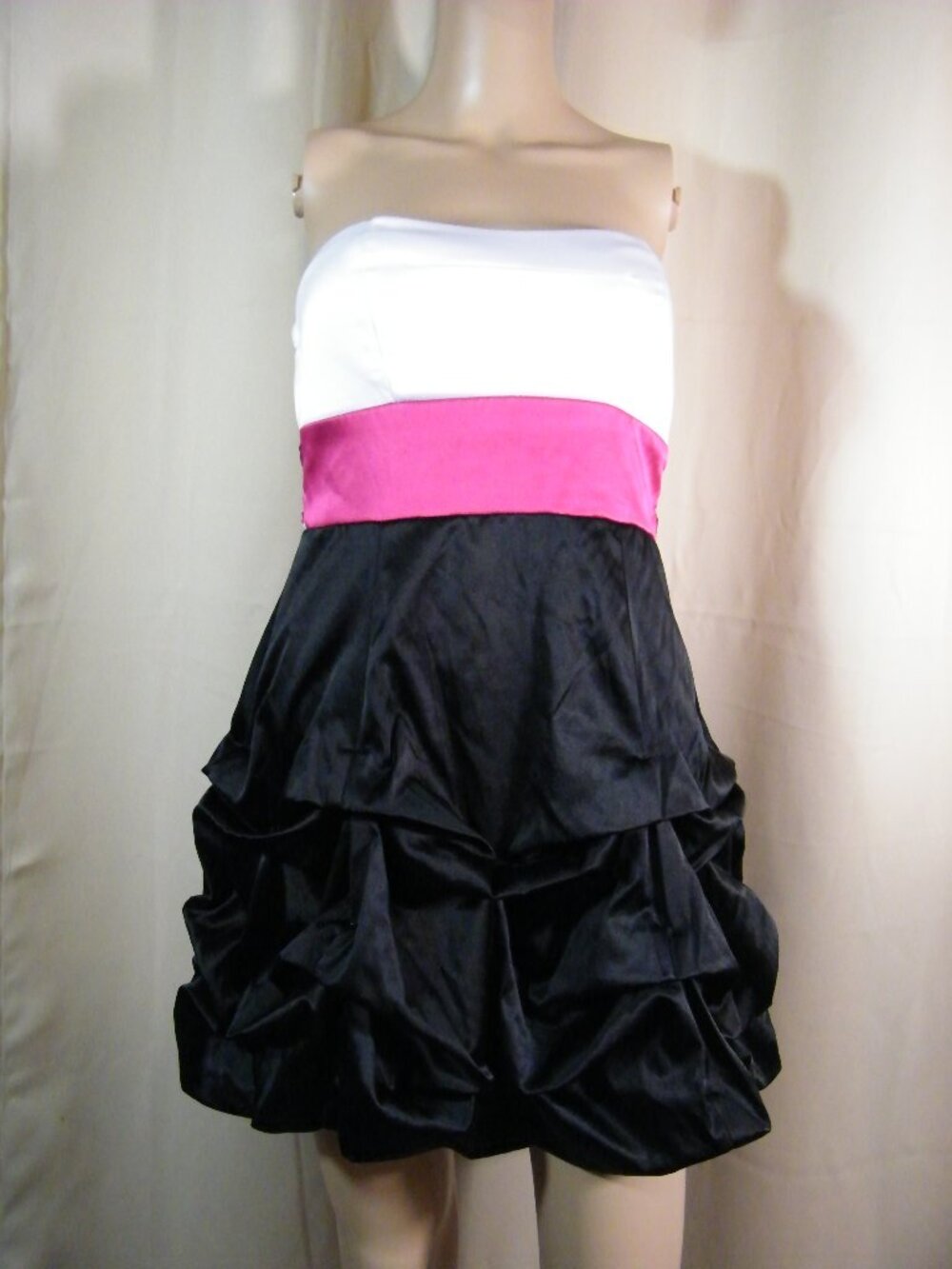 Formal Ruby Rox strapless mini dress black/ white/ pink/ Sz: 3